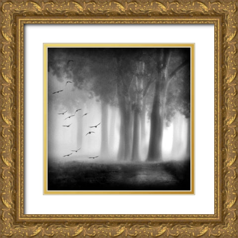 Morning Trees Gold Ornate Wood Framed Art Print with Double Matting by Van Bijnen, Jacqueline