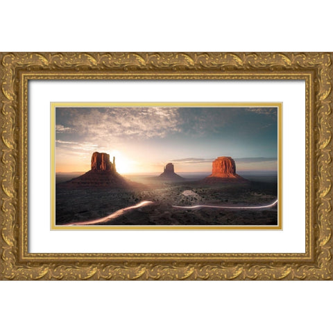 When Dawn Married Dusk Gold Ornate Wood Framed Art Print with Double Matting by Guinaudeau, Francois