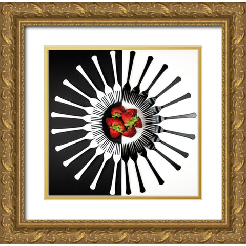 Strawberry Designs Gold Ornate Wood Framed Art Print with Double Matting by Melnotte, Mike
