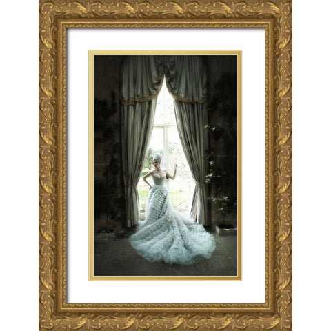 Grey Dress Gold Ornate Wood Framed Art Print with Double Matting by kenp