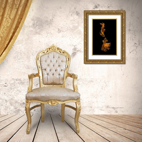 Love Story Of The Golden Fish Gold Ornate Wood Framed Art Print with Double Matting by Rahayu, Ganjar