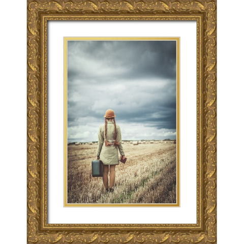 Back Home Gold Ornate Wood Framed Art Print with Double Matting by Russocka, Magdalena