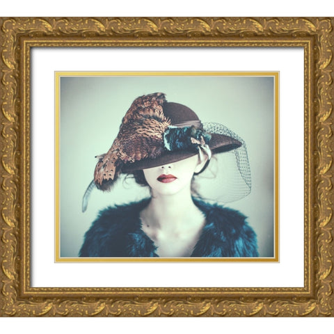 Pheasant Gold Ornate Wood Framed Art Print with Double Matting by Russocka, Magdalena