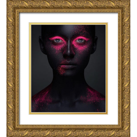 Pink Gold Ornate Wood Framed Art Print with Double Matting by Malikov, Alex
