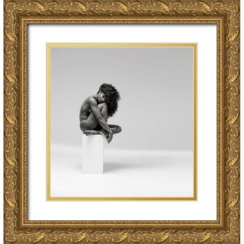 Black On White Gold Ornate Wood Framed Art Print with Double Matting by Wilkinson, Hugh