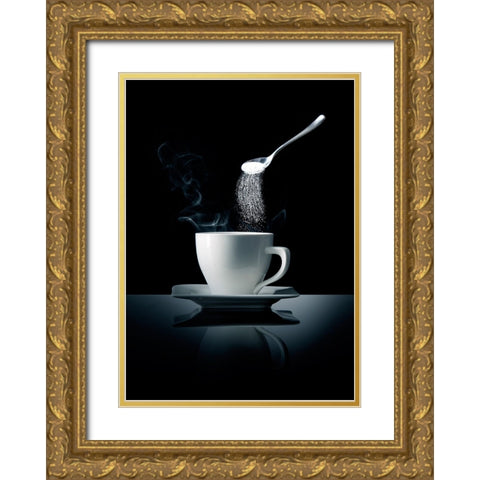 Coffee A Sugar Gold Ornate Wood Framed Art Print with Double Matting by Reindl, Doris