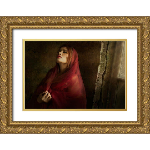 Broken A Cracked Gold Ornate Wood Framed Art Print with Double Matting by Kisworo, Sebastian