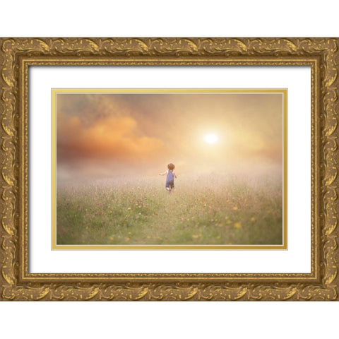 Run Gold Ornate Wood Framed Art Print with Double Matting by Williams, Lynne