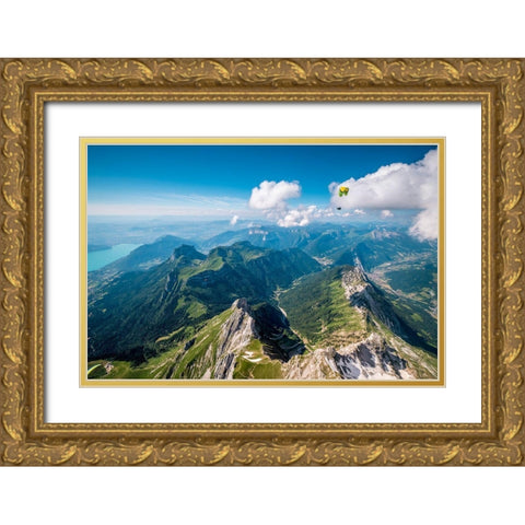 Flying Above La Tournette With Francis Boehm Qbimboq Gold Ornate Wood Framed Art Print with Double Matting by Shu, Tristan