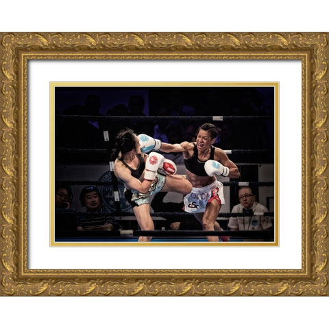 Fighters Gold Ornate Wood Framed Art Print with Double Matting by Zhao, Henry