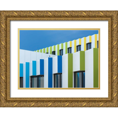 Triple Facades Gold Ornate Wood Framed Art Print with Double Matting by Van Son, Greetje