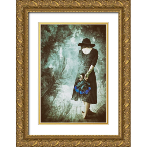 Feathers Gold Ornate Wood Framed Art Print with Double Matting by Kiyota, Daisuke