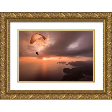 Ready To Shoot Gold Ornate Wood Framed Art Print with Double Matting by Shu, Tristan