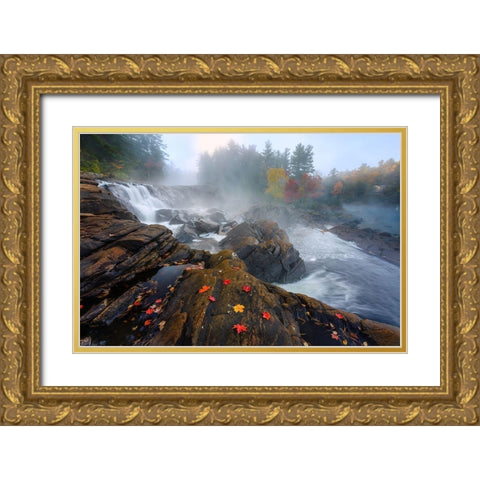 Autumn Gold Ornate Wood Framed Art Print with Double Matting by Jiang, Yi
