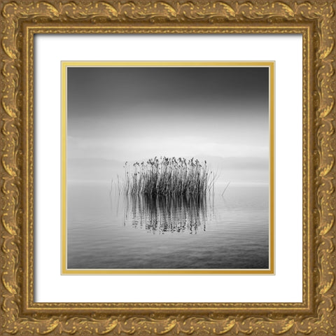 Black And White Silence Gold Ornate Wood Framed Art Print with Double Matting by Digalakis, George