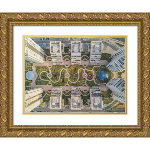 Urban Curves Gold Ornate Wood Framed Art Print with Double Matting by Adar, Or