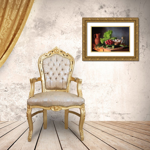 Still Life With Vegetables Gold Ornate Wood Framed Art Print with Double Matting by Skorokhod, Tatyana