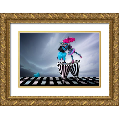 Spinning On The Runway Of Love Gold Ornate Wood Framed Art Print with Double Matting by Doyle, Renee