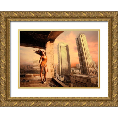 From The 16Th Floor Gold Ornate Wood Framed Art Print with Double Matting by Kisworo, Sebastian