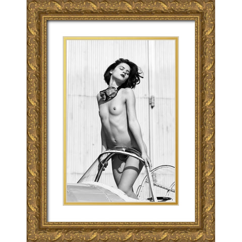 On The Airport Gold Ornate Wood Framed Art Print with Double Matting by Blasko, Jan