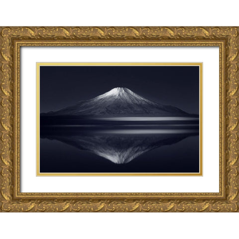 Reflection Mt. Fuji Gold Ornate Wood Framed Art Print with Double Matting by Suzuki, Takashi