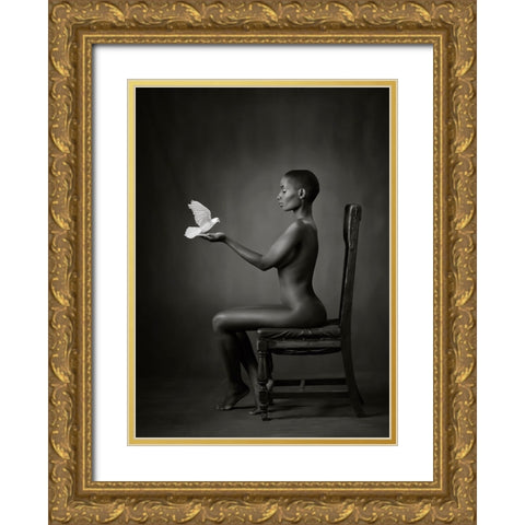 Ebony Dove Gold Ornate Wood Framed Art Print with Double Matting by Catchlight Studio