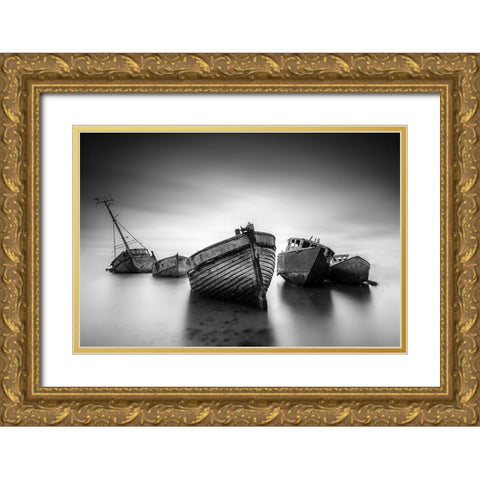The Ghost Fleet Gold Ornate Wood Framed Art Print with Double Matting by Pereira Aparicio, Emanuel
