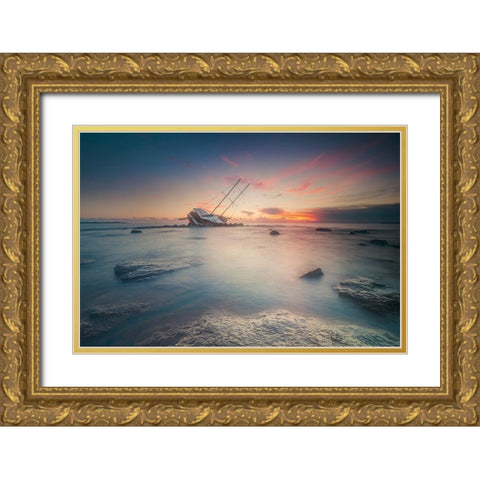 Adrift Gold Ornate Wood Framed Art Print with Double Matting by Atzori, Daniele