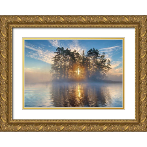 Morning Light Gold Ornate Wood Framed Art Print with Double Matting by Keller