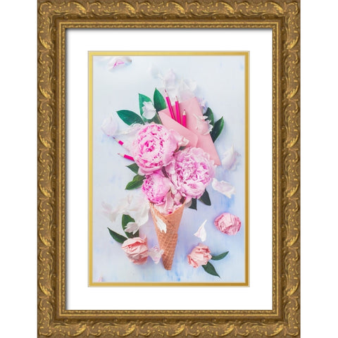 Sweet Letters Gold Ornate Wood Framed Art Print with Double Matting by Belenko, Dina