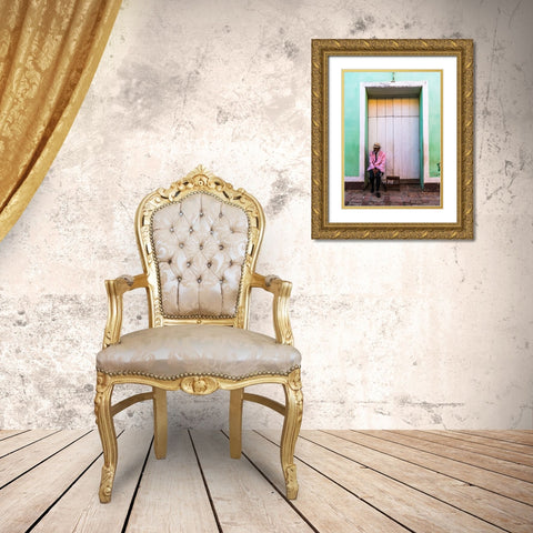 A Cuban Gold Ornate Wood Framed Art Print with Double Matting by Kim, Eunice