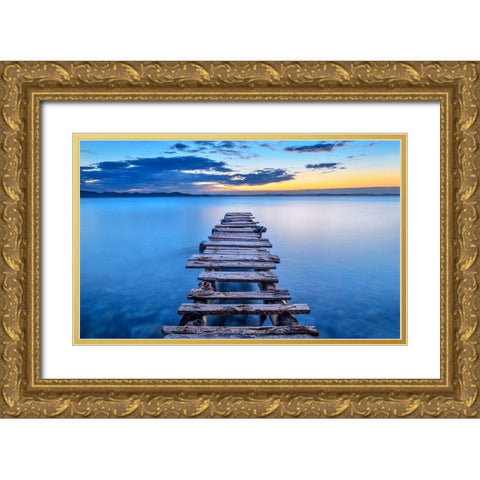 Pier Gold Ornate Wood Framed Art Print with Double Matting by Jubic, Srecko
