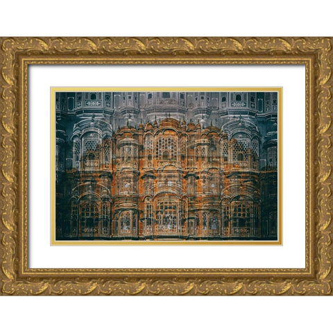 Hawa Mahal Gold Ornate Wood Framed Art Print with Double Matting by Hawerkamp, Hans-Wolfgang