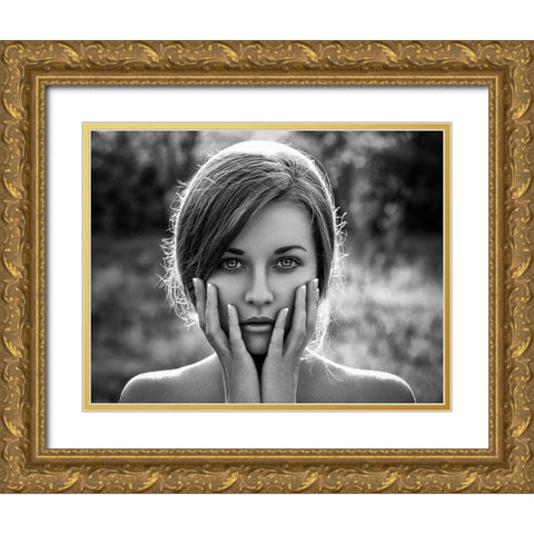 Mary Gold Ornate Wood Framed Art Print with Double Matting by Malikov, Alex