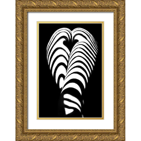 Zebra Ass 2 Gold Ornate Wood Framed Art Print with Double Matting by Faletkin, Mikhail