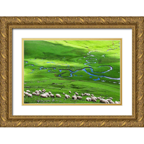 Plateau Gold Ornate Wood Framed Art Print with Double Matting by Uzumcu, Suleyman