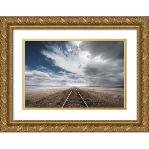 The Long Road Gold Ornate Wood Framed Art Print with Double Matting by Anton, Rostovskiy