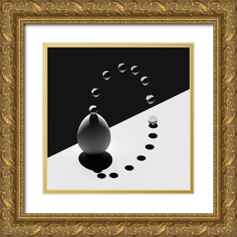 Arch Drops Egg Gold Ornate Wood Framed Art Print with Double Matting by Bunjamin, Antonyus