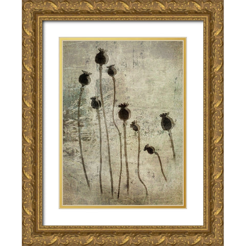 Poppy Seedlings Gold Ornate Wood Framed Art Print with Double Matting by Talen, Nel