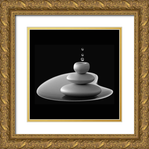 Drops Composition Gold Ornate Wood Framed Art Print with Double Matting by Bunjamin, Antonyus