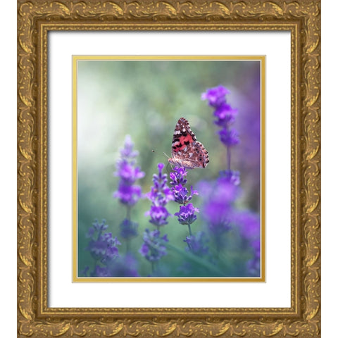 Lavender Queen... Gold Ornate Wood Framed Art Print with Double Matting by Nan, Juliana