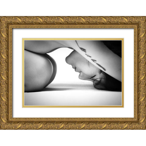 No Stress Gold Ornate Wood Framed Art Print with Double Matting by Chai Telan, Thanakorn