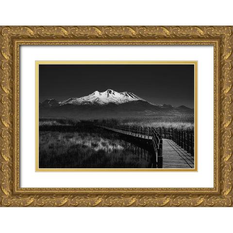 Road To Mountain Gold Ornate Wood Framed Art Print with Double Matting by Adnan Kalkan, Arda