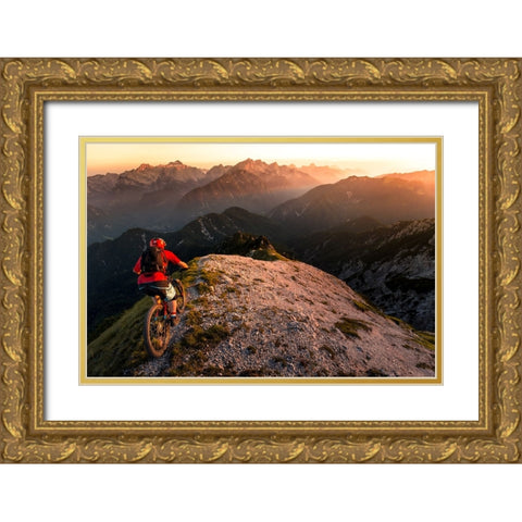 Riding Ridge Singletrack Gold Ornate Wood Framed Art Print with Double Matting by Bertoncelj, Sandi