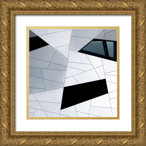 Facade Lines Gold Ornate Wood Framed Art Print with Double Matting by Van De, Jeroen