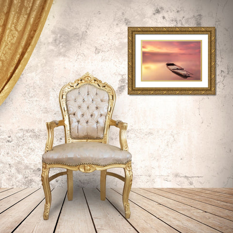 The Boat Gold Ornate Wood Framed Art Print with Double Matting by Guerola, Joaquin