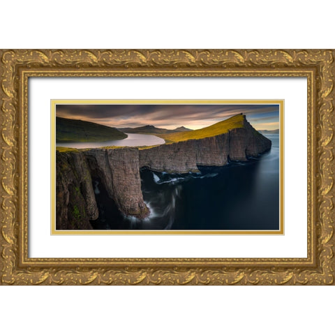 Sorvagsvatn Gold Ornate Wood Framed Art Print with Double Matting by Kruczynski, Wojciech