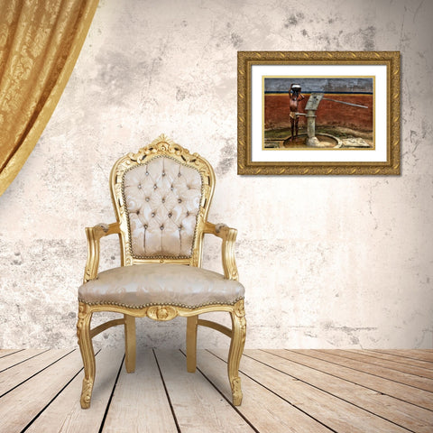 Struggle For Water Gold Ornate Wood Framed Art Print with Double Matting by Das, Avishek