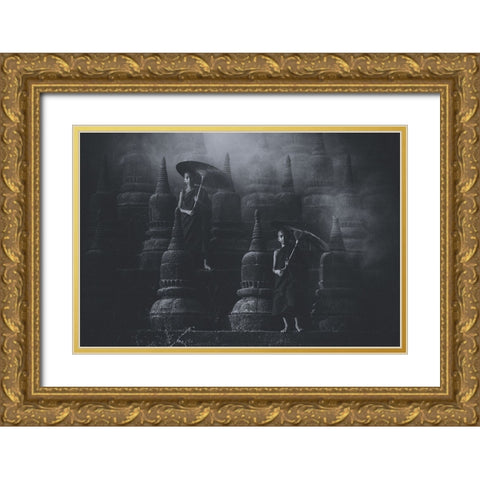 No.34 Gold Ornate Wood Framed Art Print with Double Matting by M, Adirek