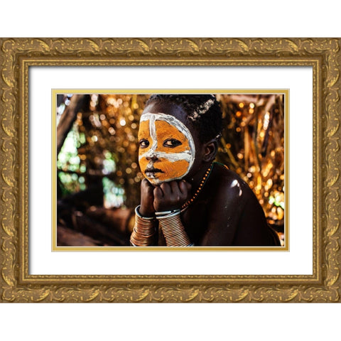 Suri Boy Gold Ornate Wood Framed Art Print with Double Matting by Vidak, Vedran